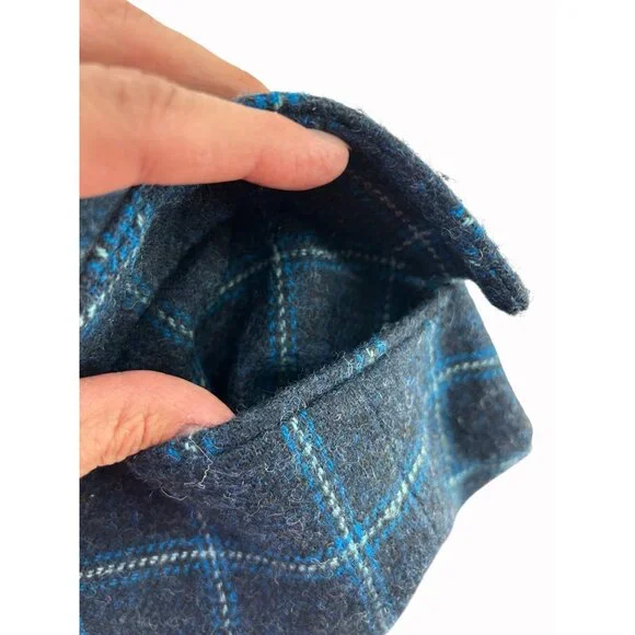 Talbots Womens 6 Wool Blend Navy & Turquoise Plaid Blazer AOP Lining Academia - Picture 5 of 11